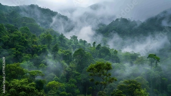 Obraz mist over the mountains