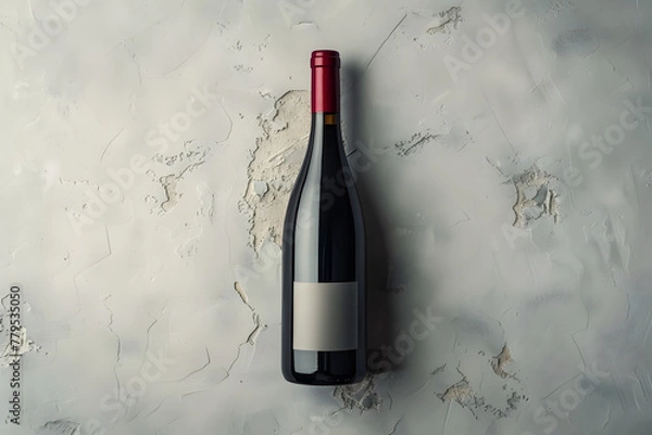 Fototapeta Bottle of burgundy wine mock up isolated on light grey background