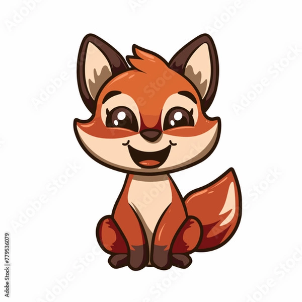 Fototapeta cute little fox cartoon character vector illustration graphic design vector illustration graphic design