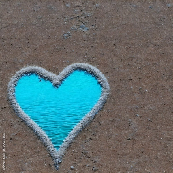 Obraz a blue heart drawn in the sand by someone on a beach