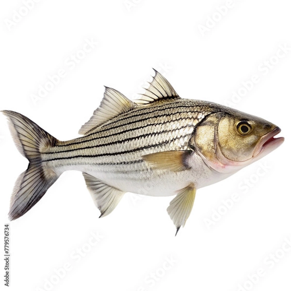 Fototapeta Fresh sea bass fish isolated on transparent background. Fish with clipping path.