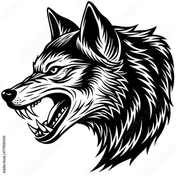 Obraz        Wolf side head vector illustration.
