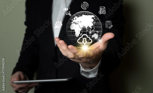 Obraz System concept Systems, Applications and Products in Data Processing, business process automation software and SAP management software.