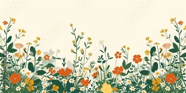 Fototapeta AI generated illustration of A sketch of flowers on textured watercolor paper