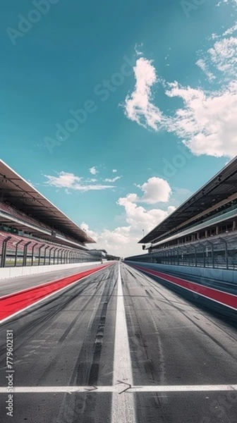 Fototapeta Empty race track with blue sky