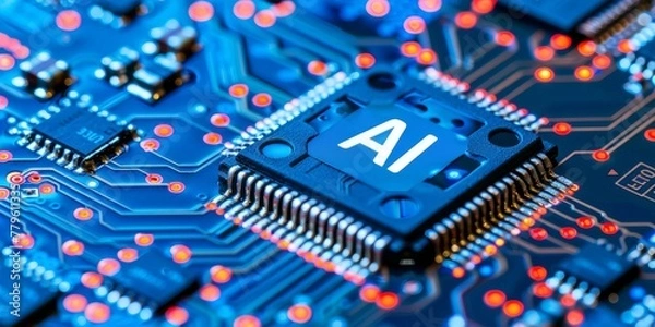 Fototapeta close-up of an AI CPU, the latest-generation artificial intelligence chip