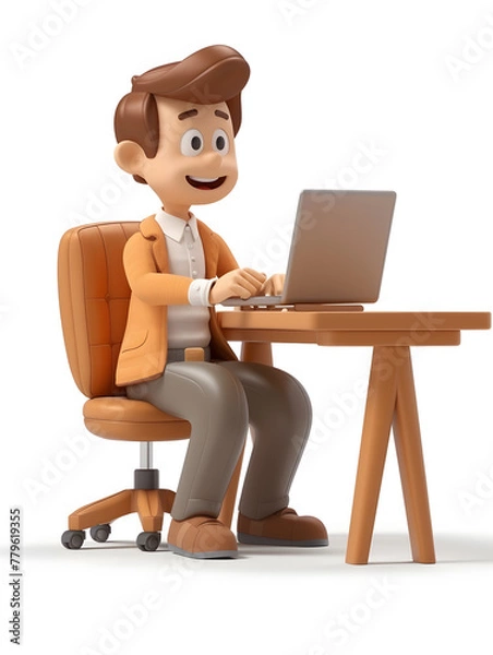 Fototapeta 
Imagine
3d




3D cartoon man working with laptop isolated on white background