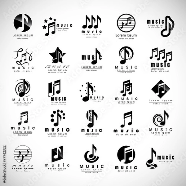 Fototapeta Music Icons Set - Isolated On Gray Background - Vector Illustration, Graphic Design, Editable For Your Design