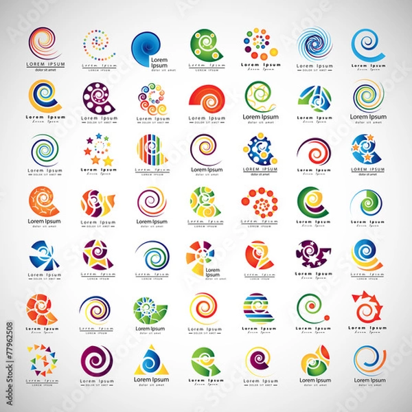 Obraz Unusual Spirals Set - Isolated On Gray Background