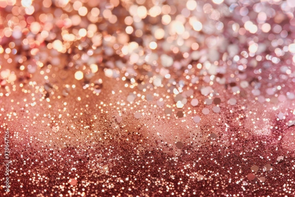 Fototapeta Rose gold glitter bokeh texture background, rose gold bright and pink glitter pattern background.