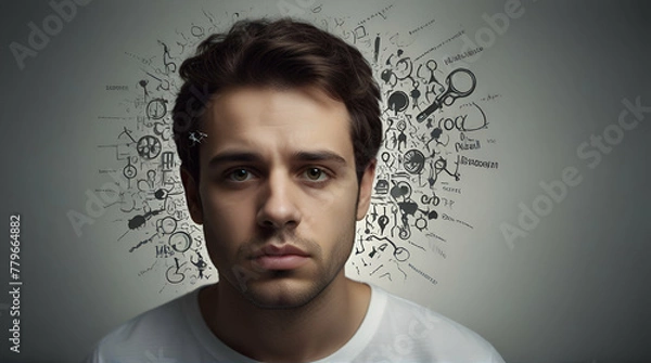 Obraz Mental disorders concept - composition for Bipolar disorder.generative.ai