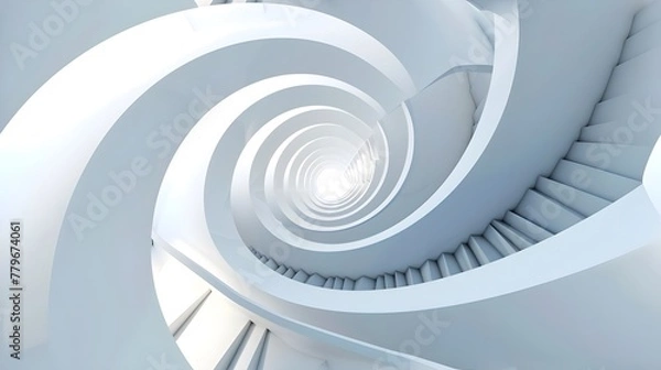 Fototapeta Abstract 3D Spiral Staircase Leading into Infinite Stairs: Illusory Depth, Hand Edited Generative AI