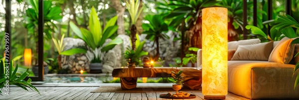 Obraz Luxurious Spa Retreat in Tropical Setting, Serene and Beautiful Wellness Space with Nature Elements, Relaxation and Luxury