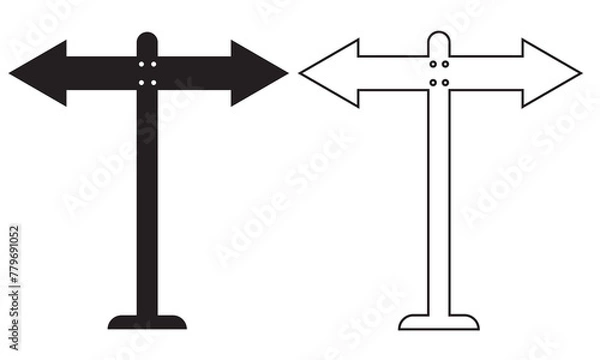 Fototapeta illustration of a set of pointers, signpost icon vector. Editable stroke.  vector illustration. EPS 10