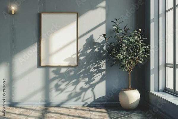 Fototapeta 3d contemporary empty room and picture frame