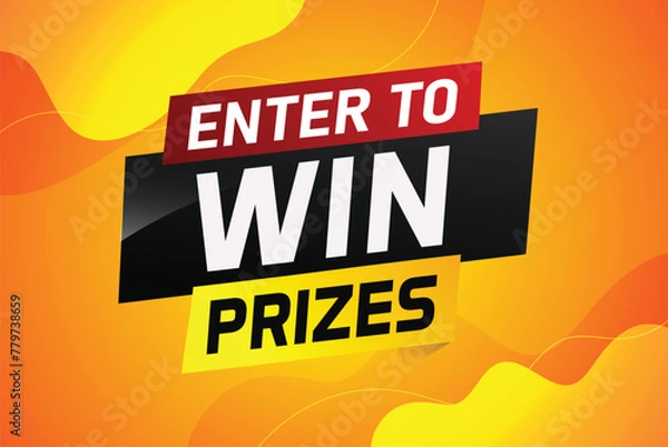 Fototapeta Enter to win prizes word concept vector illustration and 3d style for use landing page, template, ui, web, mobile app, poster, banner, flyer, background, gift card, coupon, wallpaper

