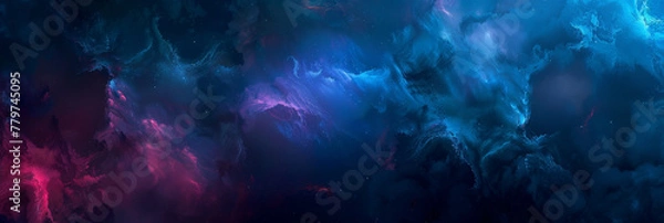 Fototapeta A blue and purple space background with stars and a galaxy