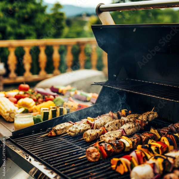 Obraz Summertime Backyard Barbecue Party Spread