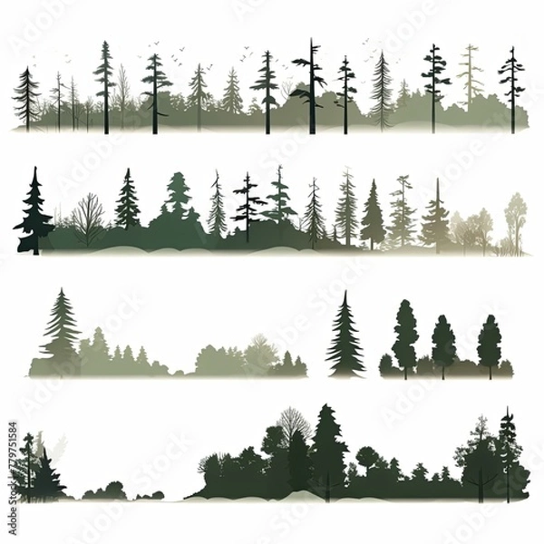 Fototapeta 2 flat cartoon style forest tree 