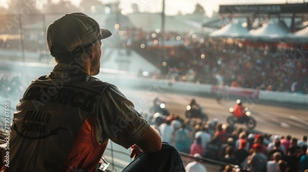 Obraz A fan watching a road motorcycle race