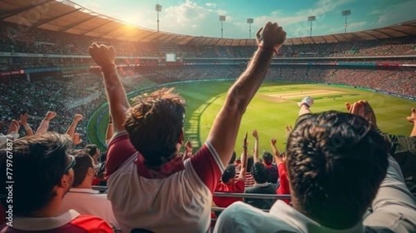 Obraz A fan celebrating at a cricket match