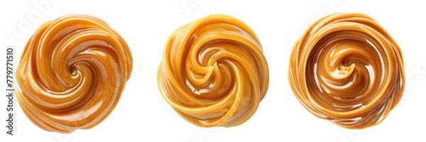 Fototapeta set of caramel swirls isolated on transparent or white  background PNG file