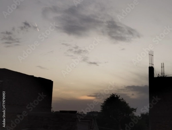 Obraz factory at sunset