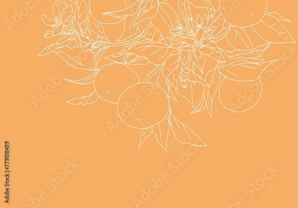 Obraz 枝付きオレンジのシンプルなカラーのデザイン