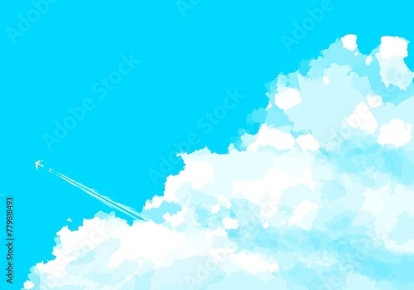 Obraz 爽やかな空に浮かぶ飛行機雲