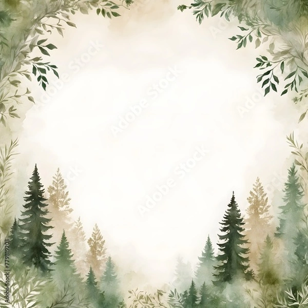 Obraz Design-Vorlage - Aquarell-Stil - Wald