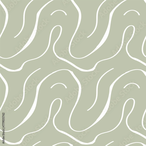 Fototapeta Seamless abstract pattern with squiggles and scribbles. Weaved curved lines. Chaotic ink scribbles decorative texture. Messy doodles, wavy and curly lines.