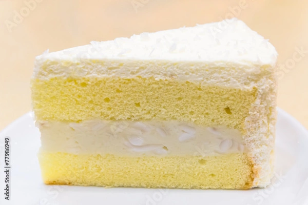 Obraz fresh piece of coconut cream cake