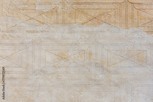 Fototapeta Baroque Wall Decorative Painting Technique. Wall Surface and Texture with Basic Geometrical Shapes and Patterns.