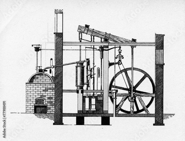 Obraz Silnik parowy Wat, 1784