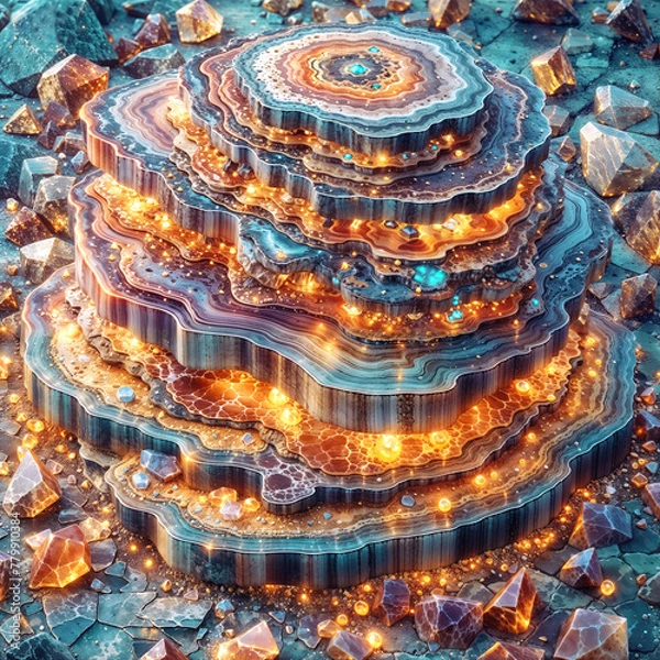 Obraz Step into a visionary realm with this AI-generated masterpiece, where the allure of minerals merges with sci-fi fantasy. Perfect as a mesmerizing background or screen wallpaper, this abstract creation