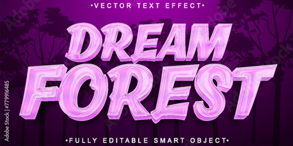 Fototapeta Cartoon Soft Pink Dream Forest Vector Fully Editable Smart Object Text Effect