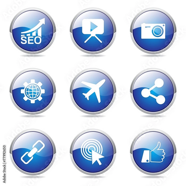 Fototapeta SEO Internet Sign Blue Vector Button Icon Design Set 1