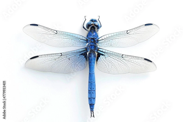 Fototapeta Vivid Blue Dragonfly with Delicate Transparent Wings