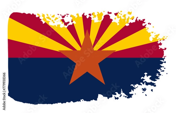 Fototapeta Arizona state flag with palette knife paint brush strokes grunge texture design. Grunge United States brush stroke effect
