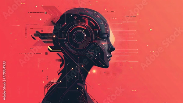 Fototapeta Illustration artificial intelligence and machine learning concept. Modern technology. Technologies of the future