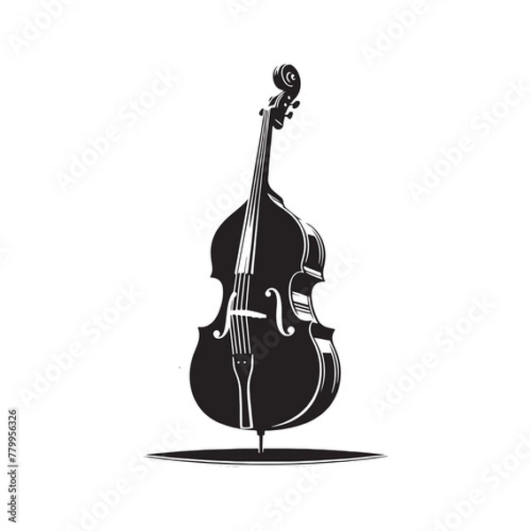 Fototapeta Harmonious Creation: Detailed Double Bass Silhouette Illustration, Accompanied by Minimal Vector Rendering, Double Bass Illustration - Minimallest Double Bass Vector