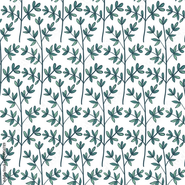 Obraz Seamless flowewrs and leaves pattern. Vector illustration