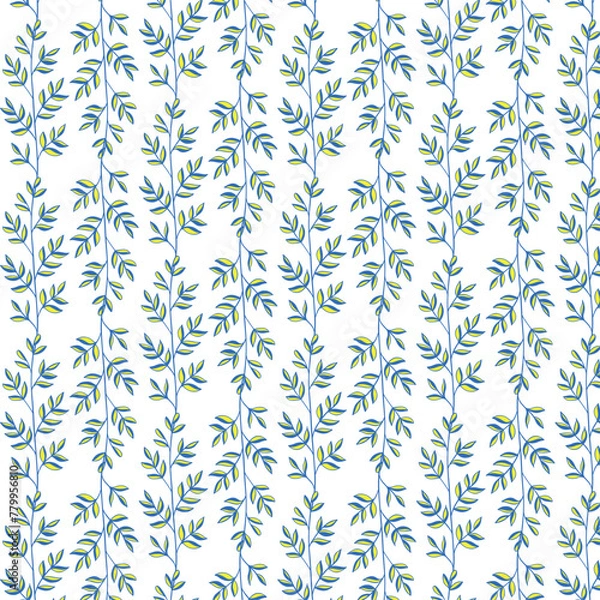 Obraz Seamless flowewrs and leaves pattern. Vector illustration