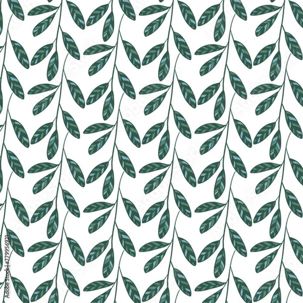 Obraz Seamless flowewrs and leaves pattern. Vector illustration