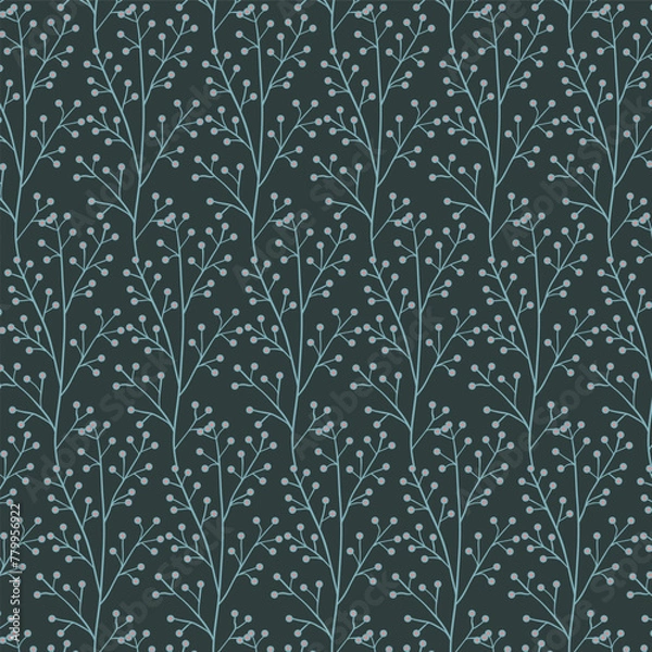 Obraz Seamless flowewrs and leaves pattern. Vector illustration