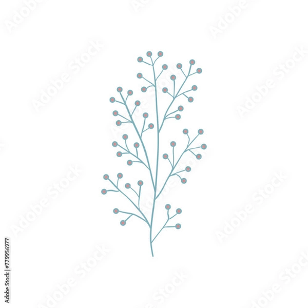 Fototapeta Green curved sprout with silhouette leaf. Icon Isolated on white.