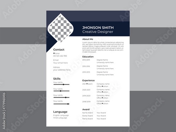 Fototapeta Modern resume  & cv design template.