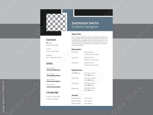 Fototapeta Modern resume  & cv design template.