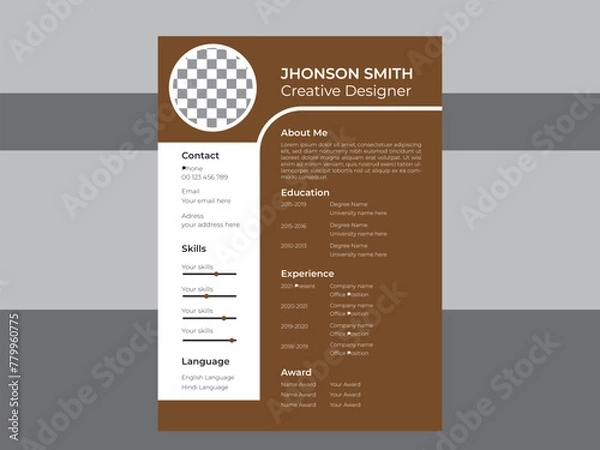 Fototapeta Modern resume  & cv design template.