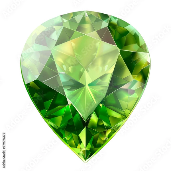 Obraz A green peridot gem. Isolated on transparent background.